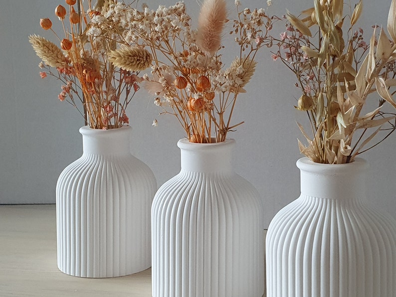 Vase weiß für Trockenblumen für Kerzen Dekovase Bild 3