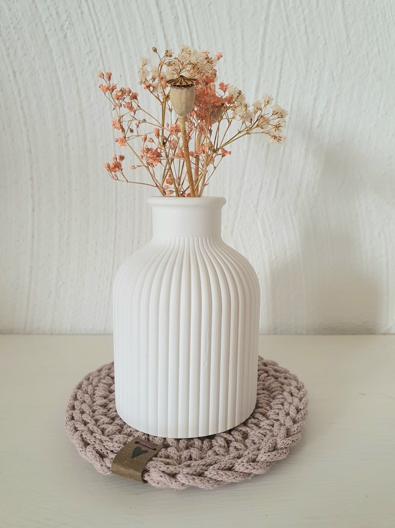 Vase weiß für Trockenblumen für Kerzen Dekovase Bild 7