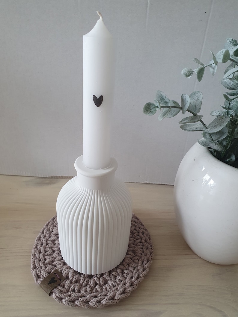 Vase weiß für Trockenblumen für Kerzen Dekovase Bild 6