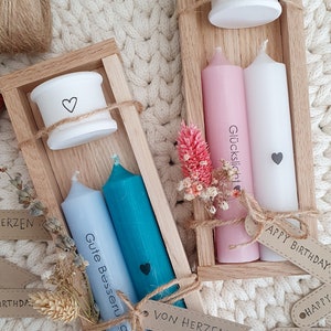Candle set | Wooden candle box with candle holder | customizable