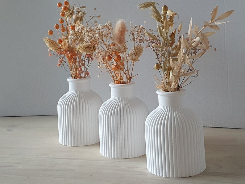 Vase weiß für Trockenblumen für Kerzen Dekovase Bild 1