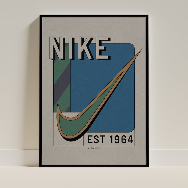 Vintage Nike Tick Poster, Unframed A4/A3/A2, Wall Art, Home Poster, Colourful Home Decor