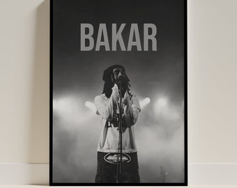 BAKAR Musik Poster, ungerahmt A4 / A3 / A2, Wandkunst, Home Poster, buntes Wohndekor