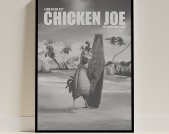 Movie Print of Surf's Up Black and White, Unframed A4/A3/A2, Wall Art, Home Poster, Colourful Home Decor