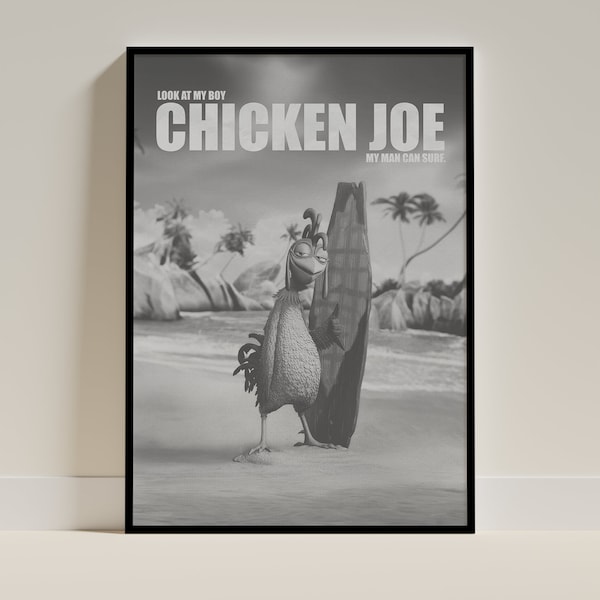 Movie Print of Surf's Up Black and White, Unframed A4/A3/A2, Wall Art, Home Poster, Colourful Home Decor