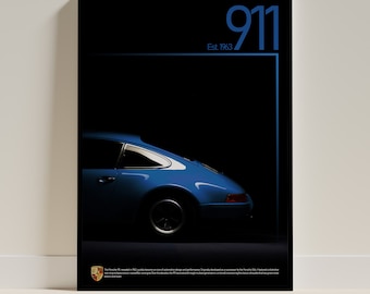 Porsche 911 Blue Vintage Poster, ungerahmt A4/A3/A2, Wandkunst, Home Poster, buntes Wohndekor
