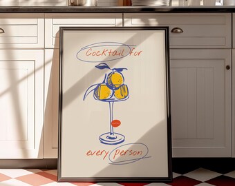 Cocktail Poster, Retro Bar Wandkunst, Vintage Drink Print, Hausbar Dekor, Klassische Cocktailrezept Kunst, Küchen Wandkunst, Spaß Party Dekor