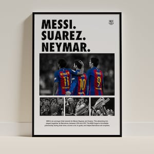 Custom Sports Poster of MSN (Messi, Suarez, Neymar) , Unframed A4/A3/A2, Wall Art, Home Poster, Colourful Home Decor