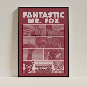 Movie Print of Fantastic Mr Fox Red, Unframed A4/A3/A2, Wall Art, Home Poster, Colourful Home Decor