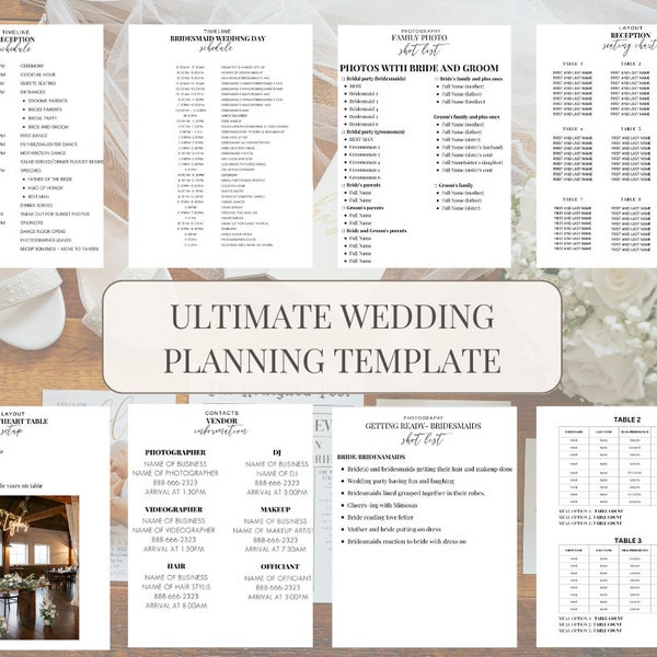 Ultimate Wedding Planning Template, 40 pages of everything you need to prepare for your wedding day