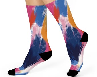 Art-Inspired Cushioned Crew Socks: Vibrant Colorful Fashion