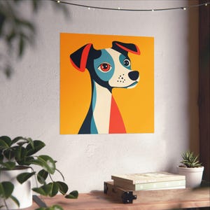 Colorful Dog Art Print: Whimsical Pet Portrait Poster
