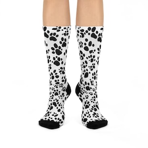 Cozy Pet Paw Print Crew Socks, Animal Lover Gift, Fun Socks, Dog Mom Socks, Everyday Wear, Cute Accessories