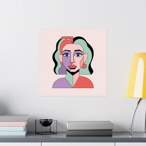 Colorful Abstract Woman Art Print: Modern Home Decor