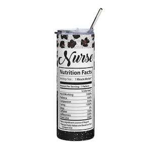 Nurse Appreciation Gift: Stainless Steel Tumbler with Lid & Straw