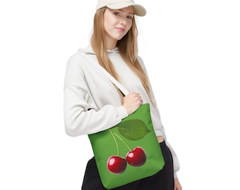 Cherry Print Tote Bag: Eco-Friendly Reusable Shopping Bag