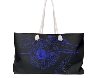 Floral Weekender Bag: Elegant Travel Tote with Rope Handles