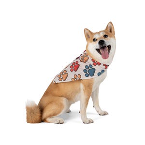 Colorful Pet Bandana with Paw Print Design, Dog Accessory, Cute Pet Outfit, Outdoor Gear, Pet Gift, Dog Fashion
