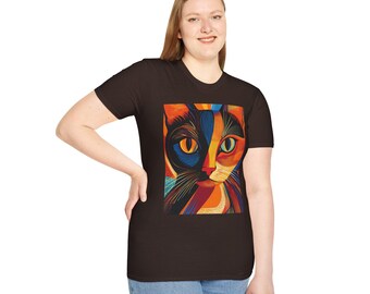 Colorful Cat Art T-Shirt: Vibrant Feline Graphic Tee
