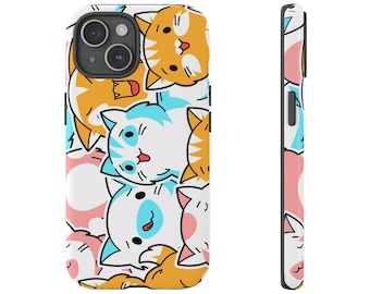 Schattige kat telefoonhoesje - kawaii kitty hoes voor kattenliefhebbers, huisdiercadeaus, leuke esthetische accessoires, leuk dierenontwerp, verjaardagscadeau