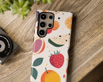Fruit Pattern Phone Case | Tough Cases, Cute iPhone Cover, Berry Fruit Design, Quirky Gift, Summer Vibes, Trendy Accessory