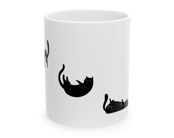 Black Cat Ceramic Coffee Mug: Spooky Halloween Decor