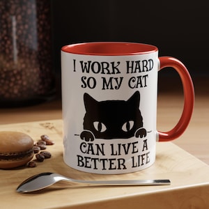 Cat Lovers Accent Coffee Mug | Funny Cat Mug, Gift for Pet Owners, Cute Cat Lover Gift, Cat Themed Kitchenware