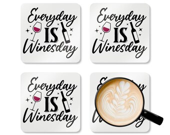 Wine Lover Cork Coaster Set: Fun Home Bar Decor, Wineday Design