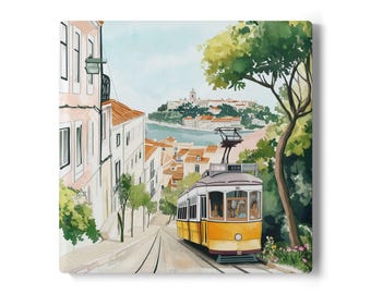 Lissabon Tram Keramik Untersetzer: Vintage Coastal Home Decor