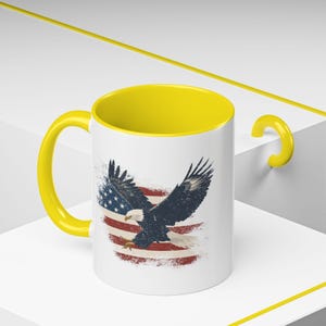 Patriotic Eagle Coffee Mug: American Flag Ceramic Mug, Veteran Gift