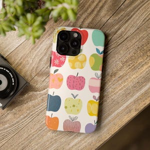 Tough Apple Phone Case: Colorful Fruit Pattern, Impact Resistant