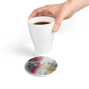 Abstract Art Ceramic Coaster Set, Colorful Drink Coasters, Modern Home Decor, Unique Gift for Housewarming, Birthday, and Weddings