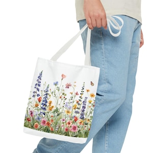 Floral Tote Bag: Vibrant Flower Print - Eco-Friendly Reusable Shopping