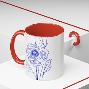 Floral Accent Coffee Mug: Vibrant Ceramic Tea Cup