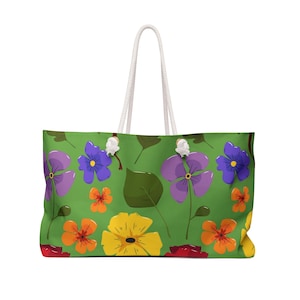Vibrant Floral Weekender Bag: Travel Tote, Beach Bag