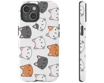 Cute Cat Phone Case, Fun Mobile Cover, Kawaii Cat Design, Gift for Cat Lovers, Pet Owner Accessory, Birthday, Animal Lover