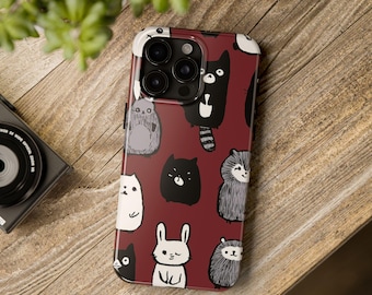 Cute Animal Phone Case, Tough Phone Case, Pet Lover Gift, Unique Phone Accessories, Cartoon Character Case, Fun Mobile Cover