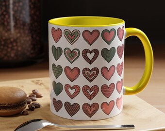 Heart Patterns Coffee Mug - Perfect Gift for Valentine's Day, Relationship Celebrations, Home Decor, Coffee Lovers