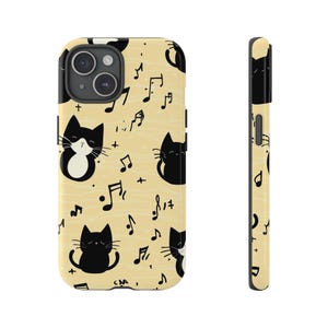 Playful Cat Music Phone Case: Durable, Impact-Resistant
