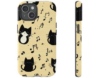 Playful Cat Music Phone Case: Durable, Impact-Resistant