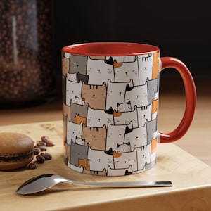Colorful Cat Print Coffee Mug - Cat Lover Gift