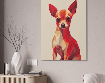 チワワ犬のキャンバスアート、ヴィンテージ油絵スタイル、エレガントな