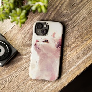 Elegant Cat Phone Case, Cute Cat Accessory, Pet Lover Gift, Birthday Present, Pink Aesthetic Design