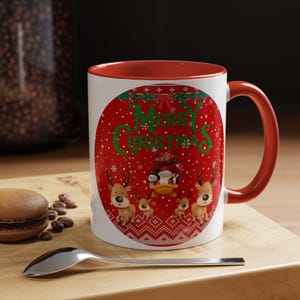 Festive Christmas Coffee Mug, Merry Christmas Gift, Holiday Drinkware, Cute Animal Mug, Xmas Decor