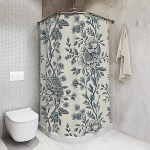 Vintage Floral Shower Curtain - Retro Bathroom Decor, Botanical Flower Bath Curtain, Nature Inspired Home Gift, Floral Print Shower Screen,