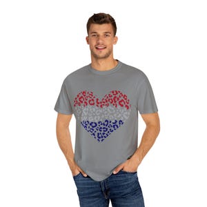 Heart Leopard Print Unisex T-Shirt, Casual Wear, Unique Gift, Valentine&#39;s Day, Pride Month Celebration, Stylish Tee