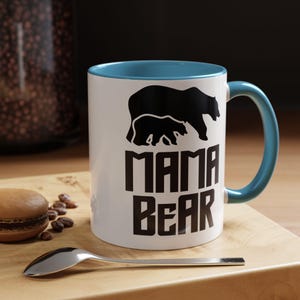 Mama Bear Accent Coffee Mug - Unique Gift for Moms, Cute Bear Design, Mothers Day, Coffee Lover Gifts, Home Decor, Office Mug