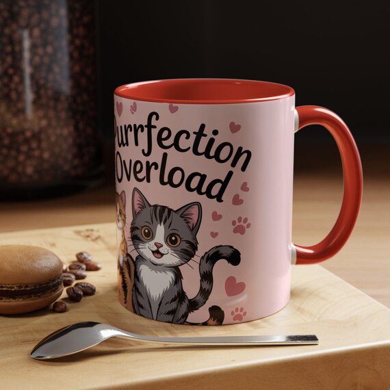Süße Kaffeetasse mit Katzenmotiv, perfektes Overload-Design, Geschenk für Katzenliebhaber, Tierliebhaber Tasse, Haustierbesitzer Tasse, lustige Kaffeetasse