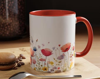 Floral Coffee Mug, Elegant Ceramic Drinkware, Garden Design