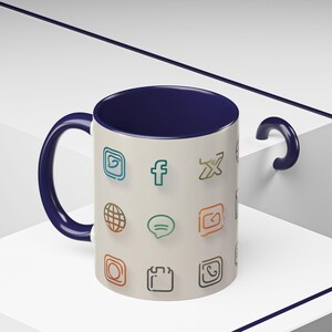 Social Media Accent Coffee Mug - Trendy Coffee Cup, Social Media Influencer Gift, Office Desk Decor, Instagram Blogger Mug, Social Media